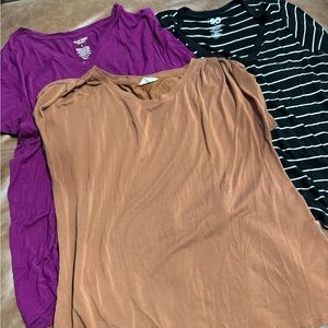Women's Purple, Brown, and Black Striped Tops